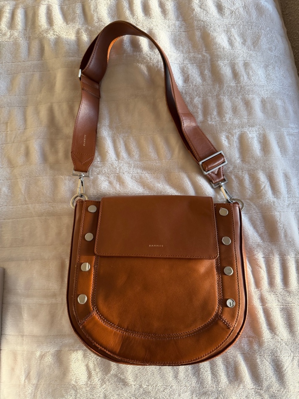 Hammitt Brown Leather Shoulder Bag with Silver Hardware